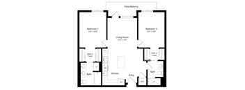 Two Bedroom Floor Plan with 1,140 Sq. Ft. at F11 Luxury Apartments in San Diego CA