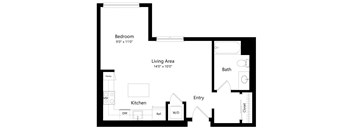 Studio Floor Plan at F11 Luxury Apartments in San Diego CA