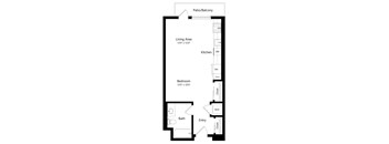 Studio Floor Plan with 541 Sq. Ft. at F11 Luxury Apartments in San Diego CA