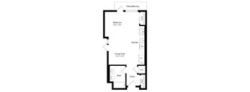 Studio Floor Plan with 564 Sq. Ft. at F11 Luxury Apartments in San Diego CA