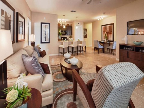 a living room with a couch and a table