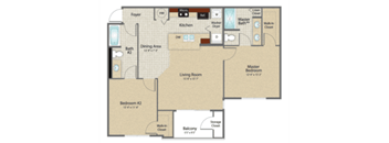 Two Bedroom Floor Plan at Bennett Creek Apartments in Jacksonville FL