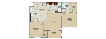 Two Bedroom Floor Plan at Bennett Creek Apartments in Jacksonville FL