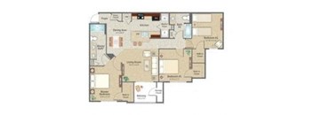 Three Bedroom Floor Plan at Bennett Creek Apartments in Jacksonville FL