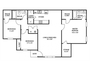 Floor Plan at Stoddert Place Affordable Apartments in Pensacola FL