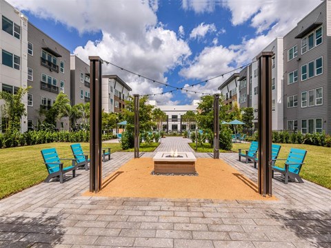 Outdoor Fireside Lounge at Lyra Luxury Apartments Near Downtown Sarasota, FL