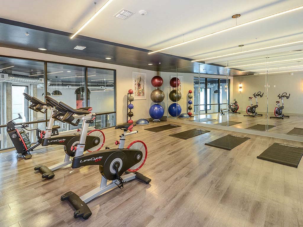 Yoga and Spin Studio at Aurora Luxury Apartments in Downtown Tampa, FL Yoga and Spin Studio at Aurora Luxury Apartments in Downtown Tampa, FL