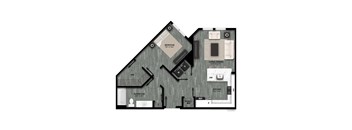 One Bedroom Floor Plan at La Cima