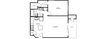 1 Bedroom Floor Plan at Fieldpointe Apartments in Frederick, MD