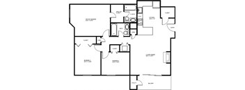 3 Bedroom Floor Plan at Fieldpointe Apartments in Frederick, MD