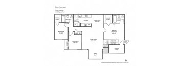 Three Bedroom Floor Plan at San Sherri Affordable Apartments in Homestead FL