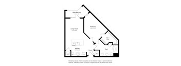 One Bedroom Floor Plan with 785 Sq. Ft. at The Foundry Luxury Apartments in Tampa FL
