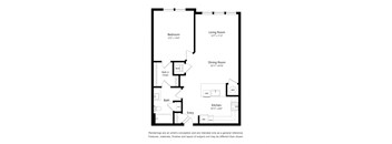 One Bedroom Floor Plan with 814 Sq. Ft. at The Foundry Luxury Apartments in Tampa FL