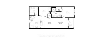 Two Bedroom Floor Plan at The Foundry Luxury Apartments in Tampa FL