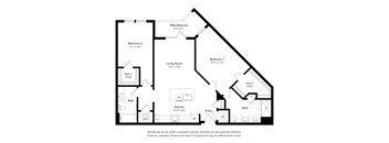 a floor plan of a bedroom apartment at The Foundry at NoHo, Florida, 33606
