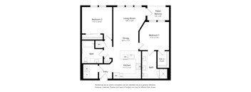 Two Bedroom Floor Plan at The Foundry Luxury Apartments in Tampa FL