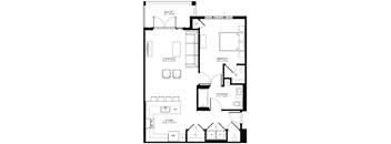 1 Bedroom Floor Plan at Glen Oaks Apartments in Wall, NJ