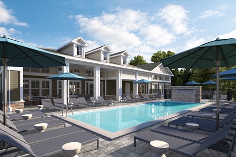 Community Swimming Pool and Spa at Glen Oaks Apartments
