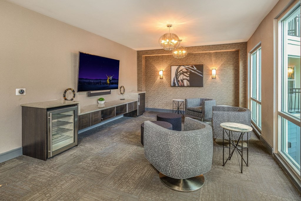 Living Room With TV at Grady Square, Tampa, FL