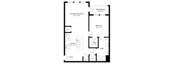 One Bedroom Floor Plan at Grady Square Luxury Apartments in Tampa FL