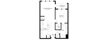One Bedroom Floor Plan at Grady Square Luxury Apartments in Tampa FL