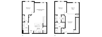 Two Bedroom Floor Plan at Grady Square Luxury Apartments in Tampa FL