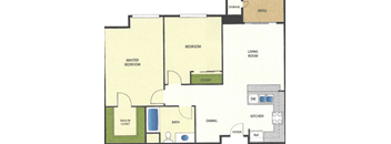 2 Bedroom Floor Plan at Hayward Village Senior Apartments in Hayward CA