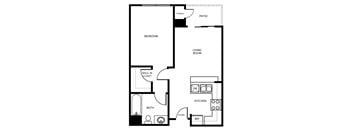 One Bedroom Floor Plan at Hayward Village Senior Apartments in Hayward CA
