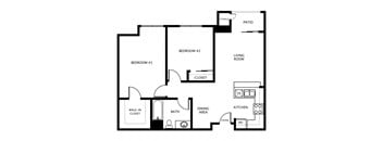 Two Bedroom Floor Plan at Hayward Village Senior Apartments in Hayward CA