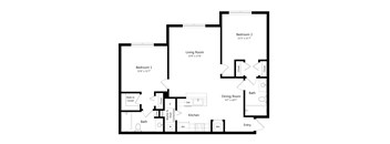 Two Bedroom Floor Plan at Hudson Ridge Affordable Apartments in Port Richey, FL