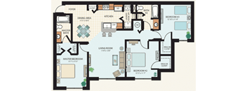 3 Bedroom Floor Plan at Hunt Club Apartments in Tampa FL