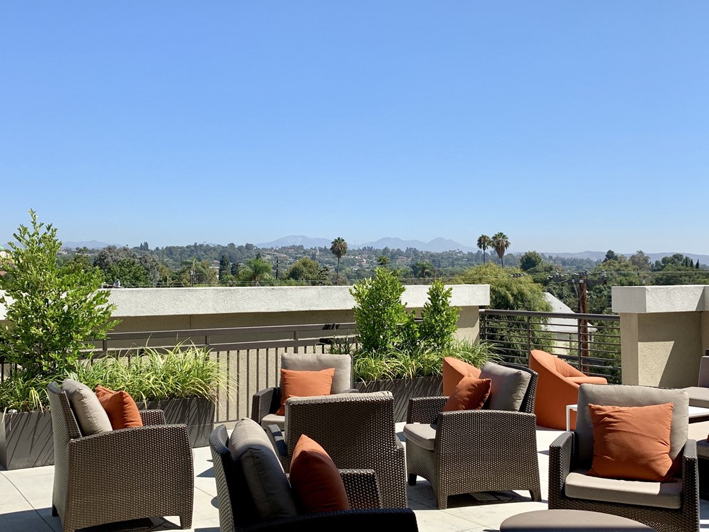 Terrace Courtyard at Ventana Senior Apartments in Fullerton CA