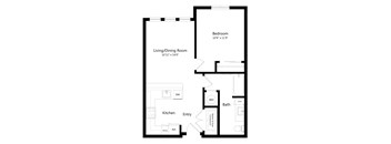 One Bedroom Floor Plan at Ivy Heights Apartments in Austin