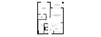 One Bedroom Floor Plan at Ivy Heights Apartments in Austin
