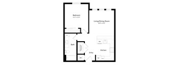 One Bedroom Floor Plan at Ivy Heights Apartments in Austin