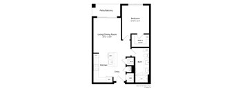 One Bedroom Floor Plan at Ivy Heights Apartments in Austin