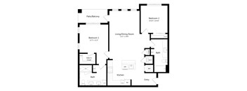 Two Bedroom Floor Plan at Ivy Heights Apartments in Austin