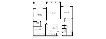 Two bedroom floor plan at Ivy Heights apartments in Austin, Texas