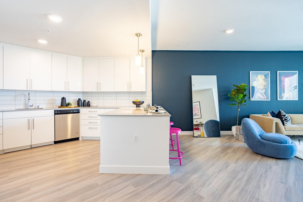 Sleek designer kitchen at The Chandler in North Hollywood