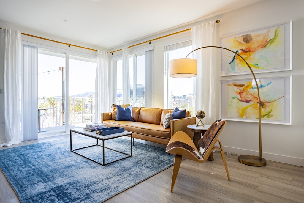 Serene living spaces with beautiful views at The Chandler Apartments in North Hollywood