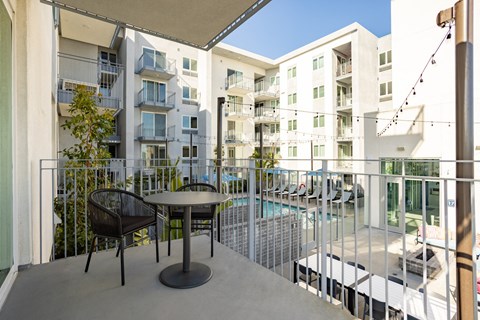 Balcony with City View at The Chandler Luxury Apartments in North Hollywood CA