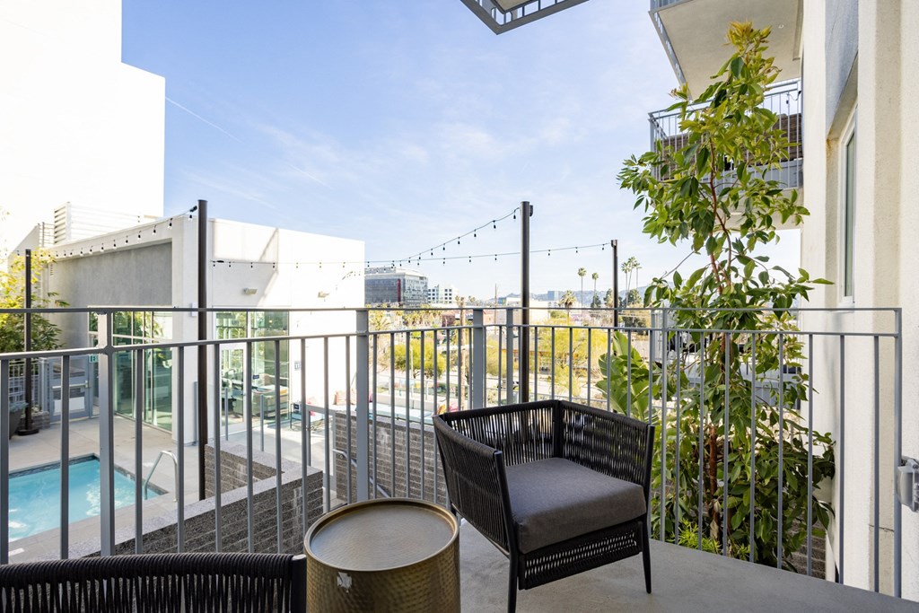 Private balcony off the main bedroom at The Chandler in North Hollywood