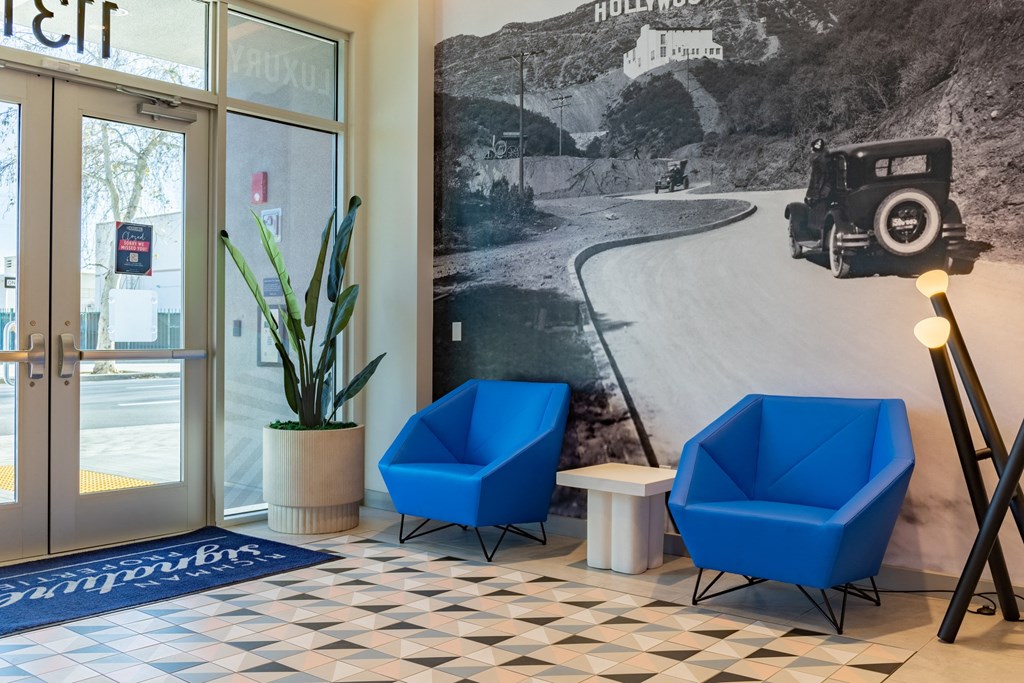 Entrance of our lobby at The Chandler in North Hollywood