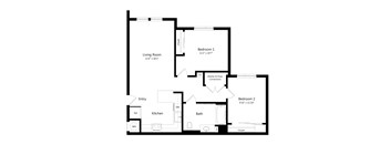 Two-Bedroom Floor Plan at Lakeland Affordable Apartments in Santa Fe Springs, CA