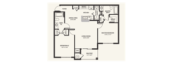 Two Bedroom Floor Plan at Laurel Oaks Affordable Apartments in Leesburg FL