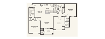 Three Bedroom Floor Plan at Laurel Oaks Affordable Apartments in Leesburg FL