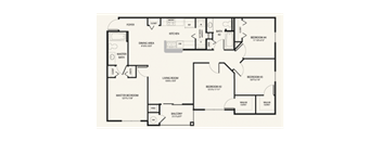 Four Bedroom Floor Plan at Laurel Oaks Affordable Apartments in Leesburg FL