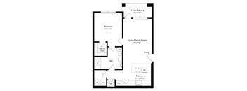 One Bedroom Floor Plan at Lenox at Bloomingdale Luxury Apartments in Riverview FL