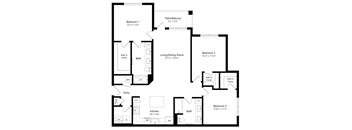 Three Bedroom Floor Plan at Lenox at Bloomingdale Luxury Apartments in Riverview FL