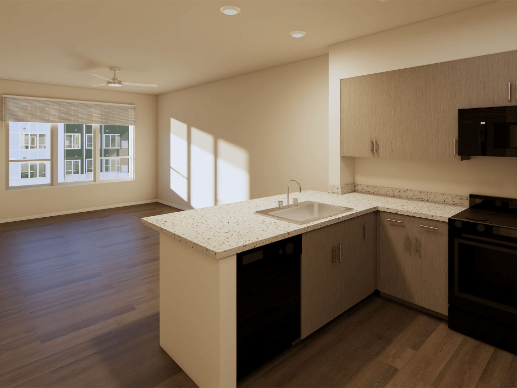 Modern Kitchens at Lexington Reserve Senior Apartments in Portsmouth, VA